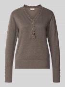 FREE/QUENT Strickpullover mit kurzer Knopfleiste Modell 'KATIE' in Tau...