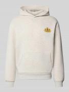 REVIEW Sweatshirt mit Motiv-Print in Ecru Melange, Größe XXL