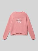 Calvin Klein Jeans Strickpullover mit Label-Stitching in Pink, Größe 1...