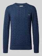 Gant Strickpullover mit gerippten Abschlüssen in Jeansblau Melange, Gr...