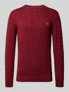 Gant Strickpullover mit gerippten Abschlüssen in Bordeaux, Größe L