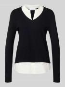 comma Strickpullover mit Strukturmuster in Black, Größe 34
