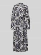 comma Midikleid mit Knopfleiste in Rauchblau, Größe 34