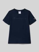 CHAMPION T-Shirt mit Label-Stitching in Marine, Größe 128