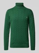 Gant Strickpullover mit gerippten Abschlüssen in Dunkelgruen, Größe L