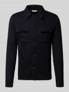 Manuel Ritz Regular Fit Hemdjacke mit Woll-Anteil in Marine, Größe M