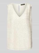 More & More Tanktop mit Paillettenbesatz in Offwhite, Größe 38