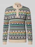 OLYMP Level Five Strickpullover mit Stehkragen in Ecru, Größe XL