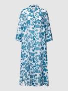 s.Oliver BLACK LABEL Hemdblusenkleid mit Allover-Muster in Petrol, Grö...
