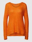 Fransa Strickpullover in Grobstrick Modell 'Ada' in Orange, Größe XL