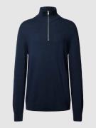 Marc O'Polo Strickpullover mit Troyer-Kragen in Dunkelblau, Größe L