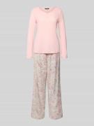 Lauren Ralph Lauren Pyjama mit V-Ausschnitt in Rosa, Größe L