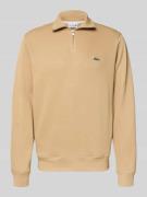 Lacoste Regular Fit Troyer aus reiner Baumwolle in Beige, Größe S
