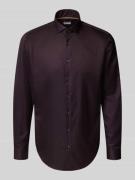 Jake*s Regular Fit Business-Hemd mit Knopfleiste in Pflaume, Größe 43/...