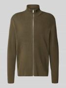 Lindbergh Strickjacke mit Strukturmuster in Oliv, Größe S