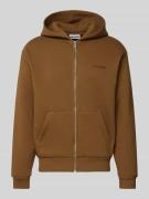 REVIEW Regular Fit Sweatjacke mit Logo-Applikation in Mittelbraun, Grö...