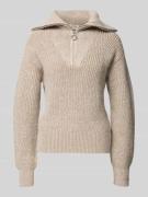 Scotch & Soda Strickpullover mit Troyer-Kragen in Taupe, Größe L