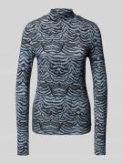 Scotch & Soda Longsleeve aus Viskose-Mix mit Stehkragen in Dunkelblau,...