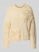 JAKE*S STUDIO WOMAN Relaxed Fit Strickpullover mit Fransen in Ecru, Gr...