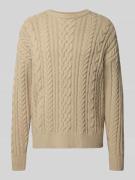 JAKE*S STUDIO MEN Strickpullover mit Zopfmuster in Beige, Größe XXXL