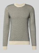 Blend Strickpullover mit Rundhalsausschnitt Modell 'DONG' in Offwhite,...