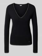 Liu Jo White Pullover mit V-Ausschnitt und Effektgarn in Black, Größe ...