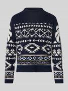 Oui Strickpullover mit Stehkragen in Dunkelblau, Größe 38