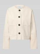 More & More Relaxed Fit Blazer mit Rundhalsausschnitt in Kitt, Größe 3...