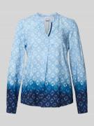 Emily Van den Bergh Slim Fit Bluse mit Tunikakragen in Hellblau, Größe...