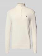 Tommy Hilfiger Regular Fit Troyer aus reiner Baumwolle in Ecru, Größe ...