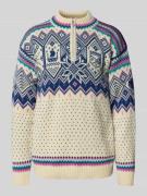 Dale of Norway Norwegerpullover aus Wolle mit Troyer-Kragen in Offwhit...