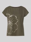 s.Oliver BLACK LABEL Regular Fit T-Shirt aus Baumwoll-Mix in Khaki, Gr...