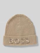 BOSS Beanie aus reiner Schurwolle Modell 'LARA_HAT' in Beige, Größe 1