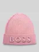 BOSS Beanie aus reiner Schurwolle Modell 'LARA_HAT' in Rose, Größe 1