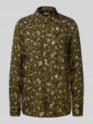 Milano Italy Regular Fit Bluse mit Manschetten in Khaki, Größe 36