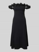 Lipsy Knielanges Cocktailkleid mit Rüschen in Black, Größe 36