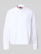 HUGO Boxy Fit Hemdbluse aus reiner Baumwolle Modell 'ELMA' in Offwhite...