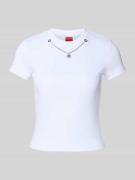 HUGO Slim Fit T-Shirt aus Baumwoll-Mix Modell 'DANNECY' in Offwhite, G...
