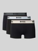 BOSS Regular Fit Trunks aus Baumwoll-Mix im 3er-Pack in Black, Größe L