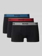 BOSS Regular Fit Trunks aus Baumwoll-Mix im 3er-Pack in Black, Größe L
