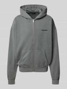 Pegador Oversized Sweatjacke mit Logo-Stitching und Kapuze in Black, G...
