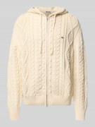REVIEW Strickjacke mit Zopfmuster in Ecru, Größe L