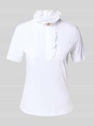 Rich & Royal T-Shirt mit Stehkragen in Weiss, Größe XS