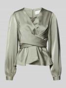 Neo Noir Langarmbluse mit V-Ausschnitt in Schilf, Größe 38