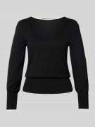 Zero Strickpullover aus Viskose-Mix mit U-Boot-Ausschnitt in Black, Gr...