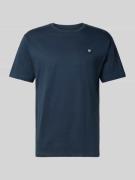 Wood Wood T-Shirt mit Label-Stitching und Rundhalsausschnitt in Blau, ...