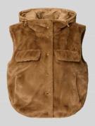 Luisa Cerano Weste mit Kunstfellbesatz in Camel, Größe 42