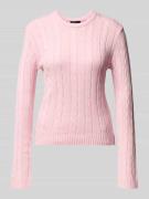 Gina Tricot Strickpullover mit Zopfmuster in Rosa, Größe L