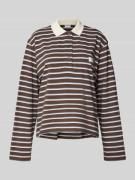 Jake*s Casual Poloshirt mit Label-Detail in Dunkelbraun, Größe XXL