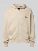 Pegador Oversized Sweatjacke mit Kapuze und Logo-Stitching in Ecru, Gr...